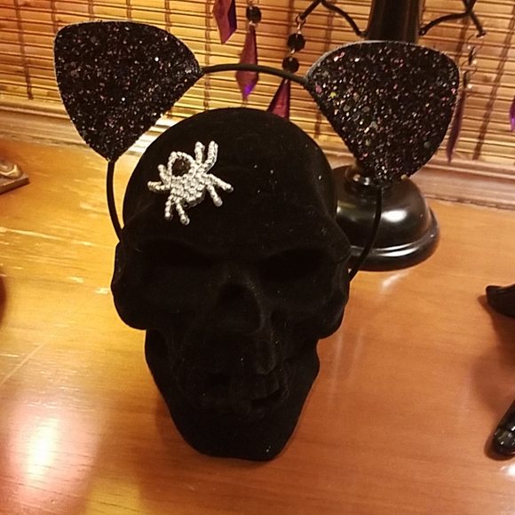 Gothic Velvet Spider Skull - Picture 3 of 4